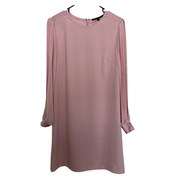 Alex Marie | Pale Pink Pleated Chiffon Sheer Sleeve Dress Size 2 Coquette - Picture 2 of 9